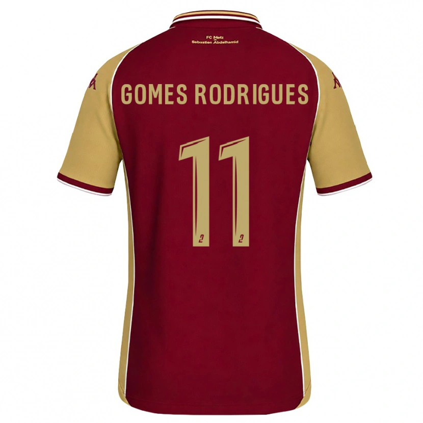 Danxen Dětské Jess Gomes Rodrigues #11 Zlatohnědá Tmavě Červená Domů Hráčské Dresy 2026/27 Dres