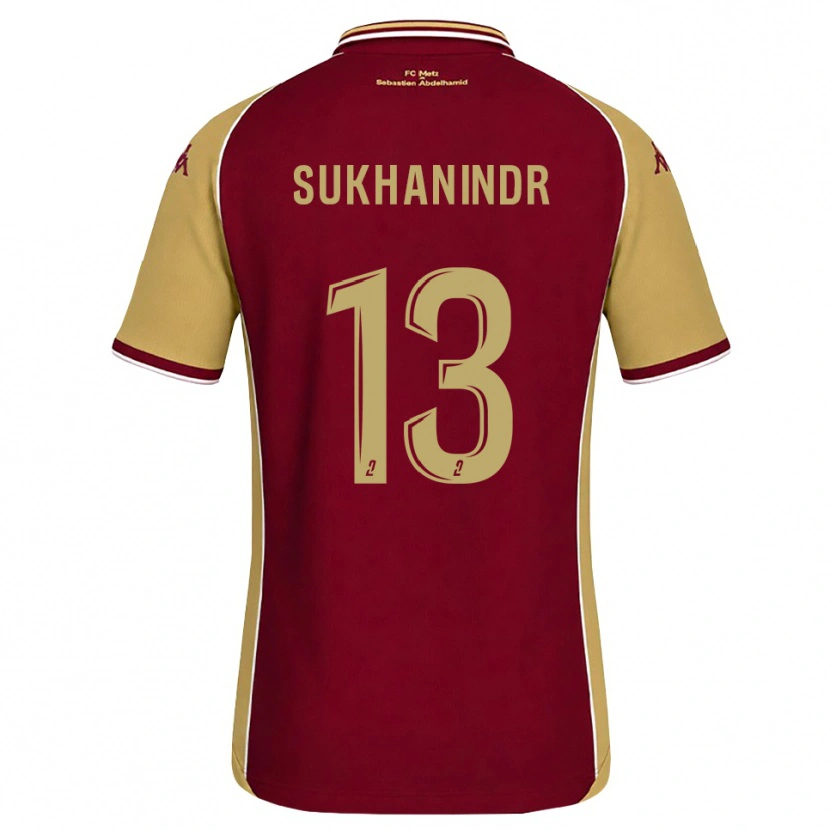 Danxen Dětské Suparith Sukhanindr #13 Zlatohnědá Tmavě Červená Domů Hráčské Dresy 2026/27 Dres