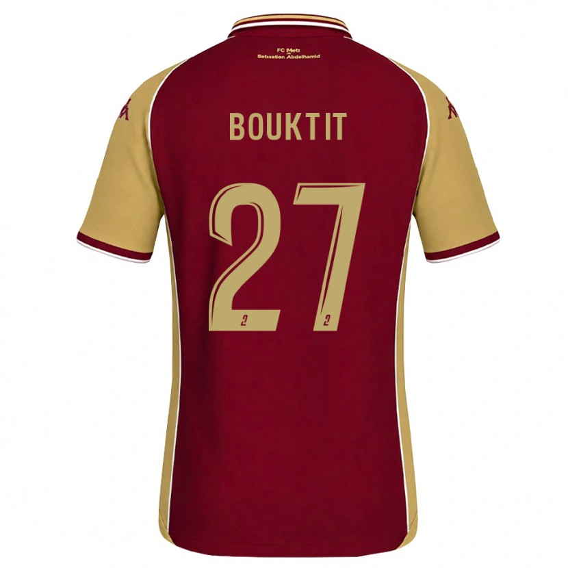 Danxen Dětské Assia Bouktit #27 Zlatohnědá Tmavě Červená Domů Hráčské Dresy 2026/27 Dres