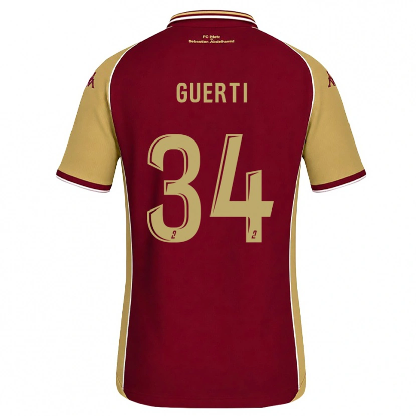 Danxen Dětské Ismaël Guerti #34 Zlatohnědá Tmavě Červená Domů Hráčské Dresy 2026/27 Dres