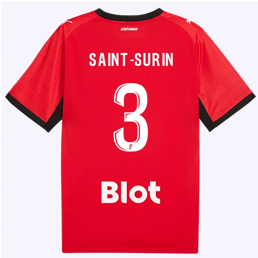 Danxen Dětské Rio Saint-Surin #3 Červená Černá Bílá Domů Hráčské Dresy 2026/27 Dres