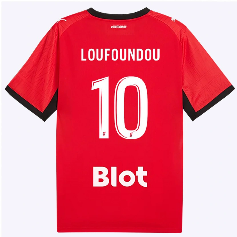 Danxen Dětské Noah Loufoundou #10 Červená Černá Bílá Domů Hráčské Dresy 2026/27 Dres