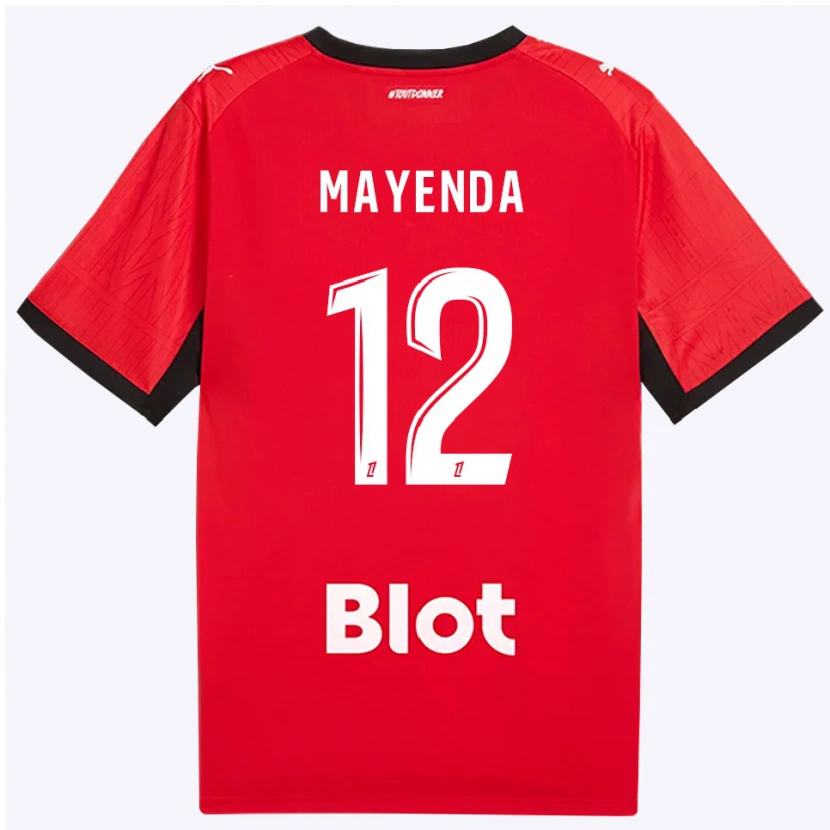 Danxen Dětské Eliezer Mayenda #12 Červená Černá Bílá Domů Hráčské Dresy 2026/27 Dres