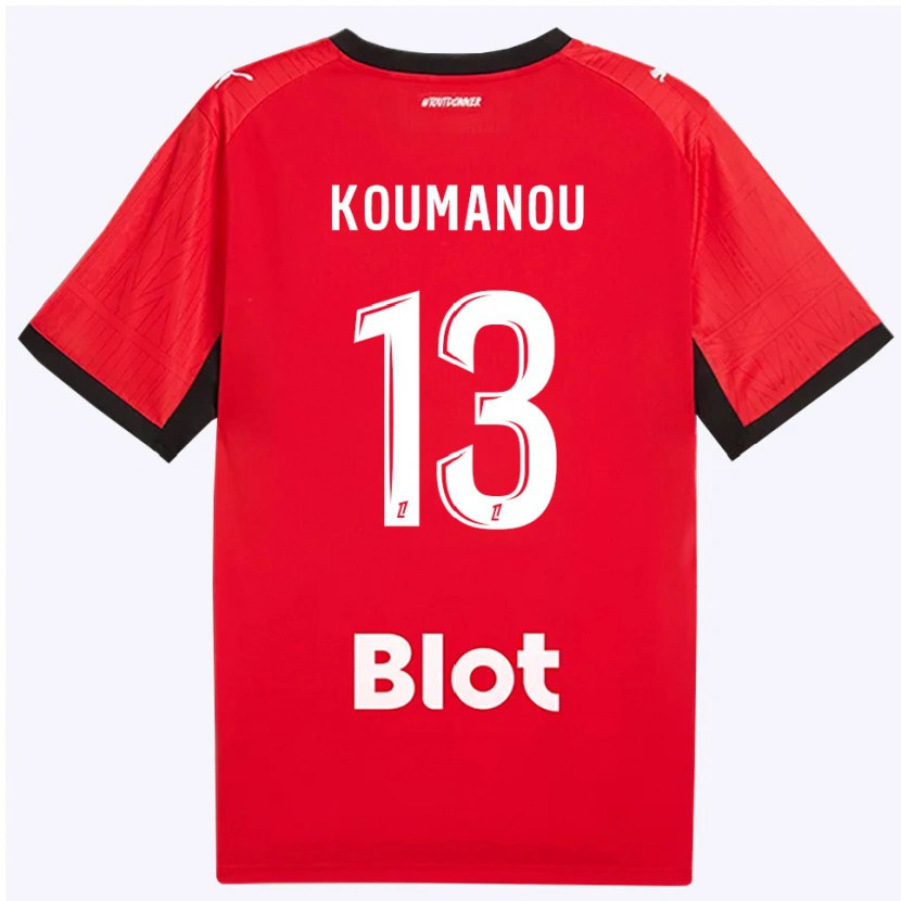 Danxen Dětské Noa Koumanou #13 Červená Černá Bílá Domů Hráčské Dresy 2026/27 Dres