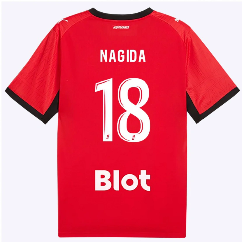 Danxen Dětské Mahamadou Nagida #18 Červená Černá Bílá Domů Hráčské Dresy 2026/27 Dres