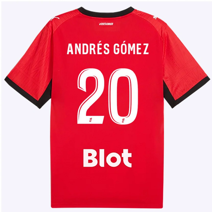 Danxen Dětské Carlos Andrés Gómez #20 Červená Černá Bílá Domů Hráčské Dresy 2026/27 Dres
