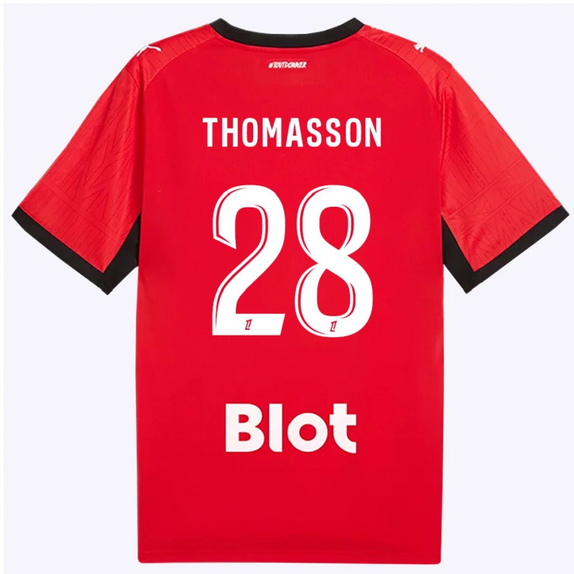 Danxen Dětské Adrien Thomasson #28 Červená Černá Bílá Domů Hráčské Dresy 2026/27 Dres