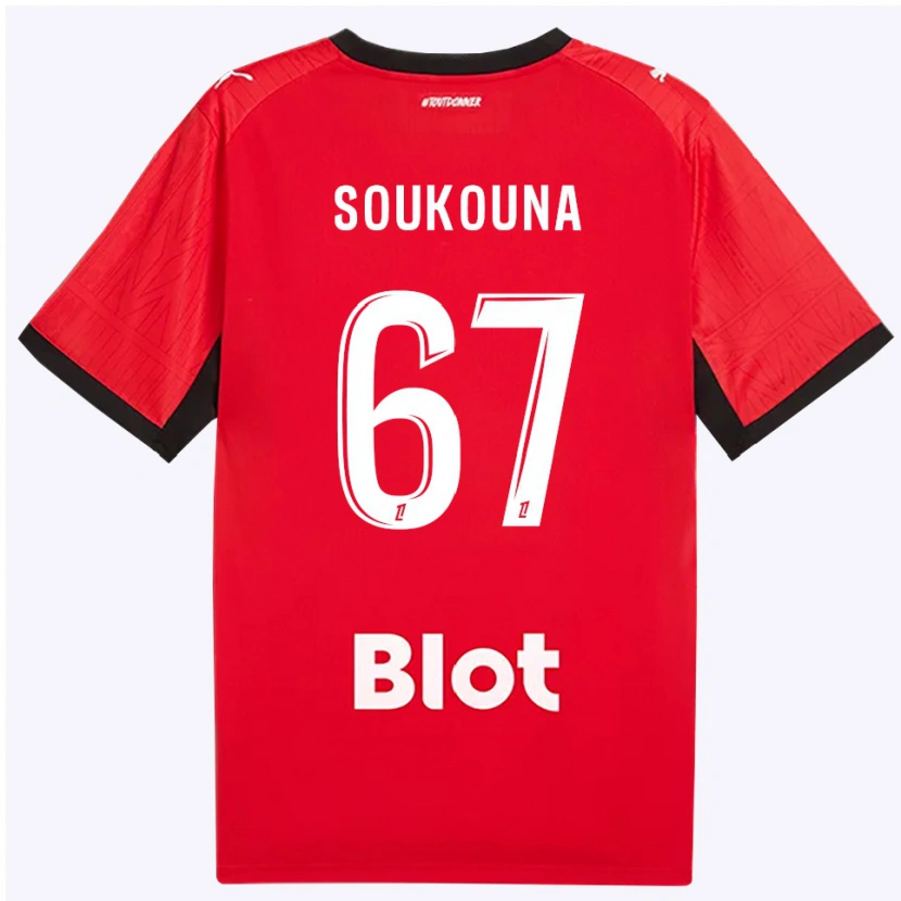 Danxen Dětské Isiaka Soukouna #67 Červená Černá Bílá Domů Hráčské Dresy 2026/27 Dres
