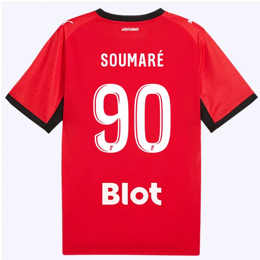 Danxen Dětské Issa Soumaré #90 Červená Černá Bílá Domů Hráčské Dresy 2026/27 Dres