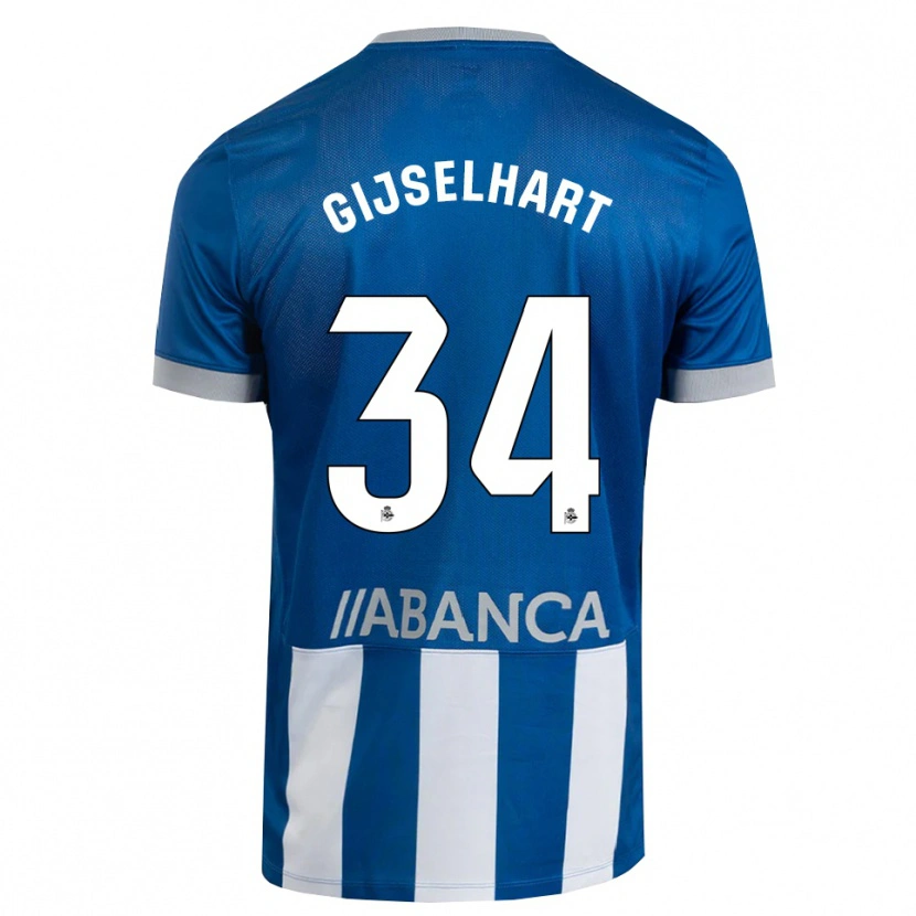 Danxen Dětské Teun Gijselhart #34 Modrá Šedá Bílá Domů Hráčské Dresy 2026/27 Dres