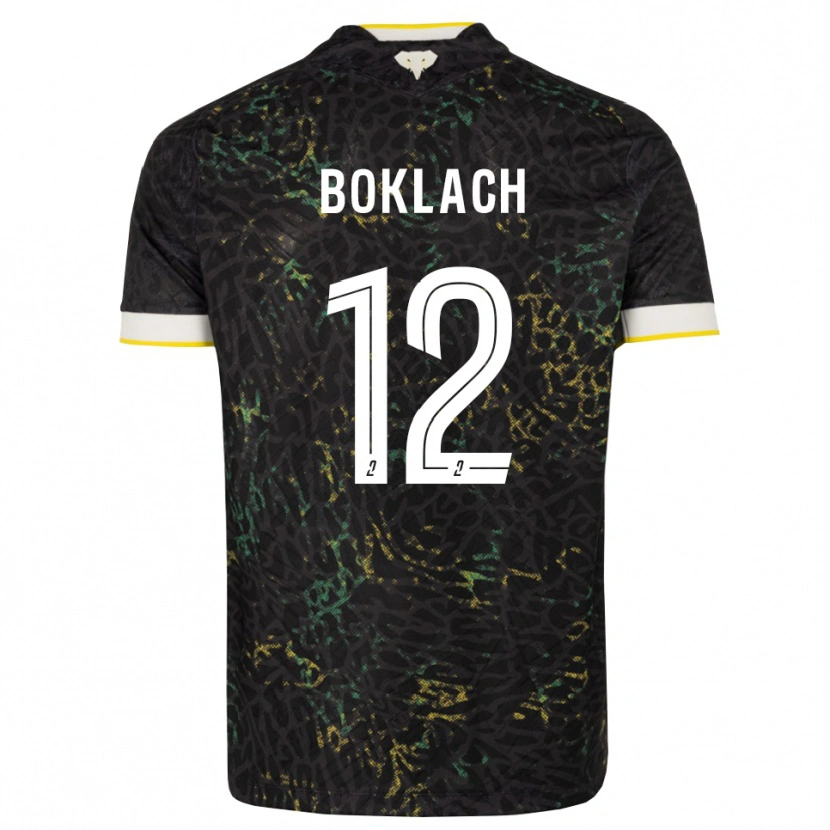 Danxen Dětské Kateryna Boklach #12 Černá Bílá Žlutá Daleko Hráčské Dresy 2026/27 Dres