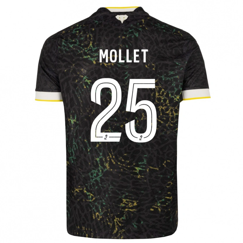 Danxen Dětské Florent Mollet #25 Černá Bílá Žlutá Daleko Hráčské Dresy 2026/27 Dres