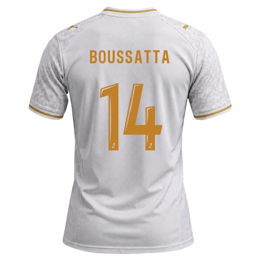 Danxen Dětské Naïl Boussatta #14 Bílá Šedá Zlatohnědá Daleko Hráčské Dresy 2026/27 Dres