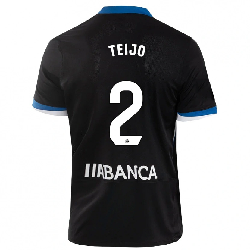 Danxen Dětské Quique Teijo #2 Černá Modrá Bílá Daleko Hráčské Dresy 2026/27 Dres