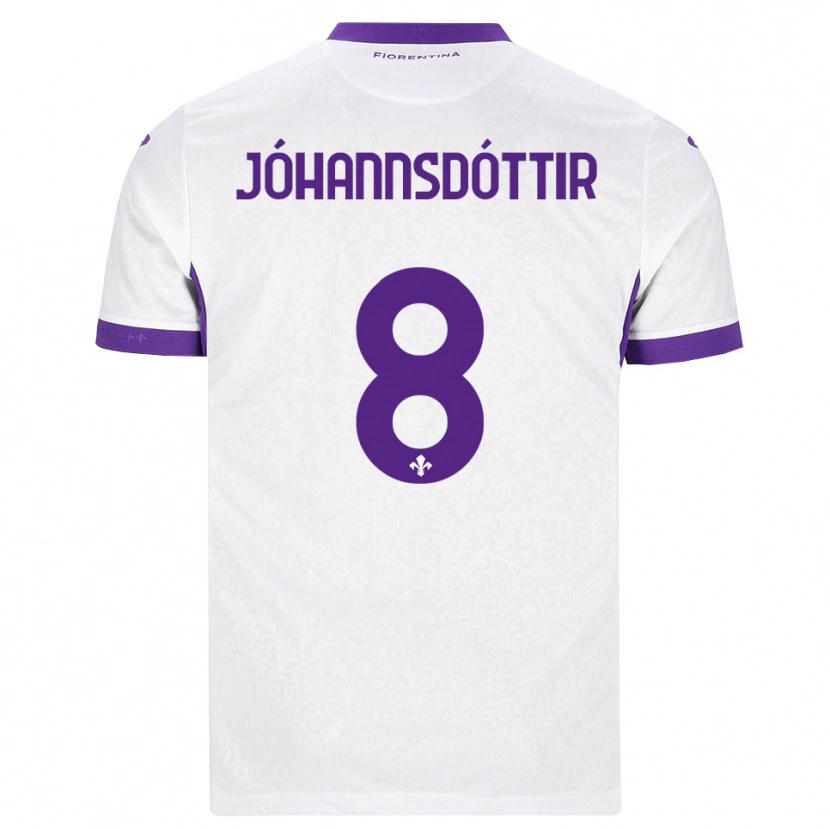 Danxen Dětské Alexandra Jóhannsdóttir #8 Bílá Fialová Daleko Hráčské Dresy 2026/27 Dres