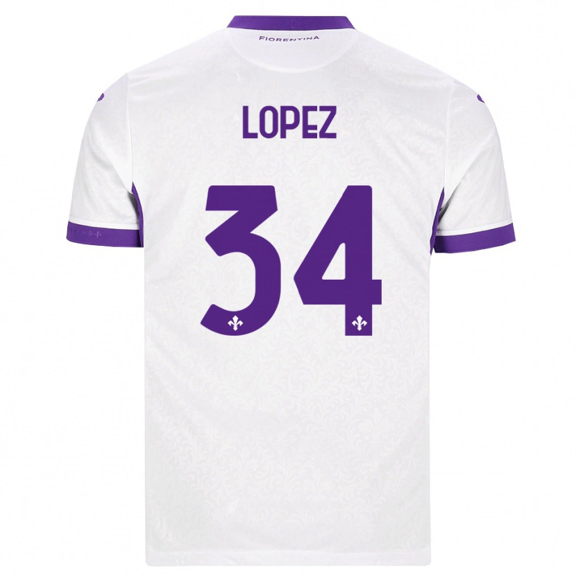 Danxen Dětské Lucas López #34 Bílá Fialová Daleko Hráčské Dresy 2026/27 Dres