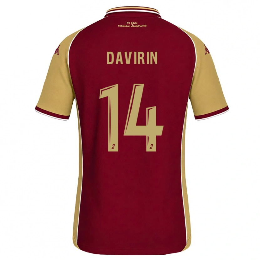 Danxen Pánské Pierre-Alexandre Davirin #14 Zlatohnědá Tmavě Červená Domů Hráčské Dresy 2026/27 Dres