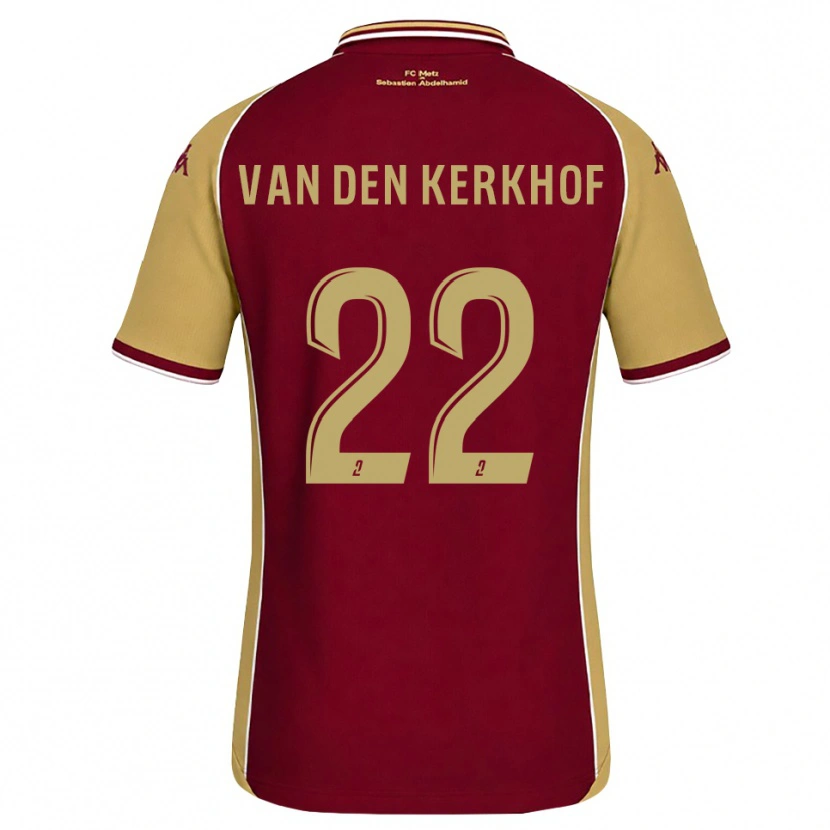 Danxen Pánské Kevin Van Den Kerkhof #22 Zlatohnědá Tmavě Červená Domů Hráčské Dresy 2026/27 Dres