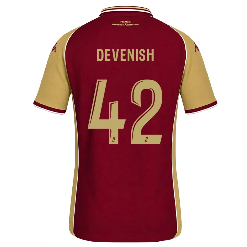Danxen Pánské Cristian Devenish #42 Zlatohnědá Tmavě Červená Domů Hráčské Dresy 2026/27 Dres