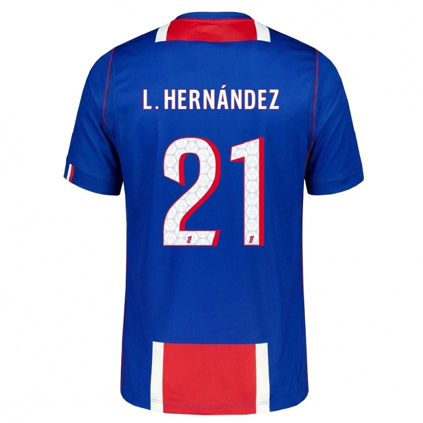 Danxen Pánské Lucas Hernández #21 Červená Bílá Modrá Domů Hráčské Dresy 2026/27 Dres