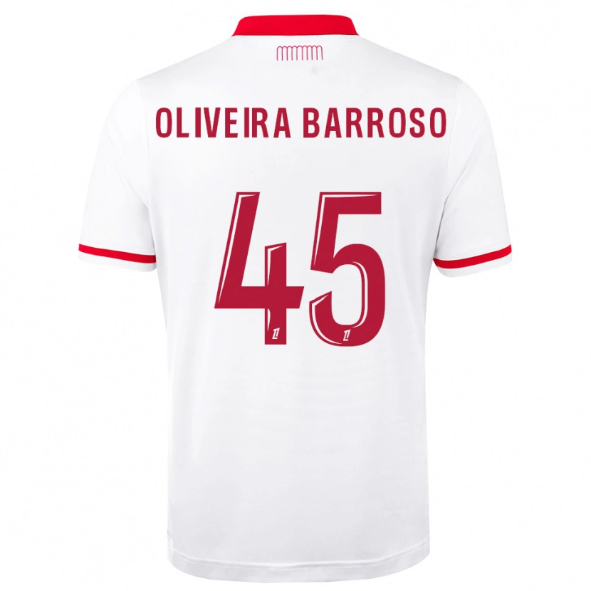 Danxen Dámské Mickael Oliveira Barroso #45 Červená Bílá Domů Hráčské Dresy 2026/27 Dres