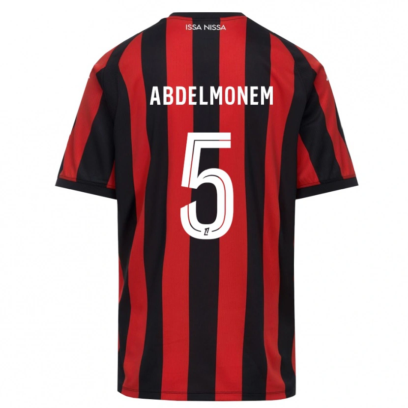 Danxen Dámské Mohamed Abdelmonem #5 Červená Černá Bílá Domů Hráčské Dresy 2026/27 Dres