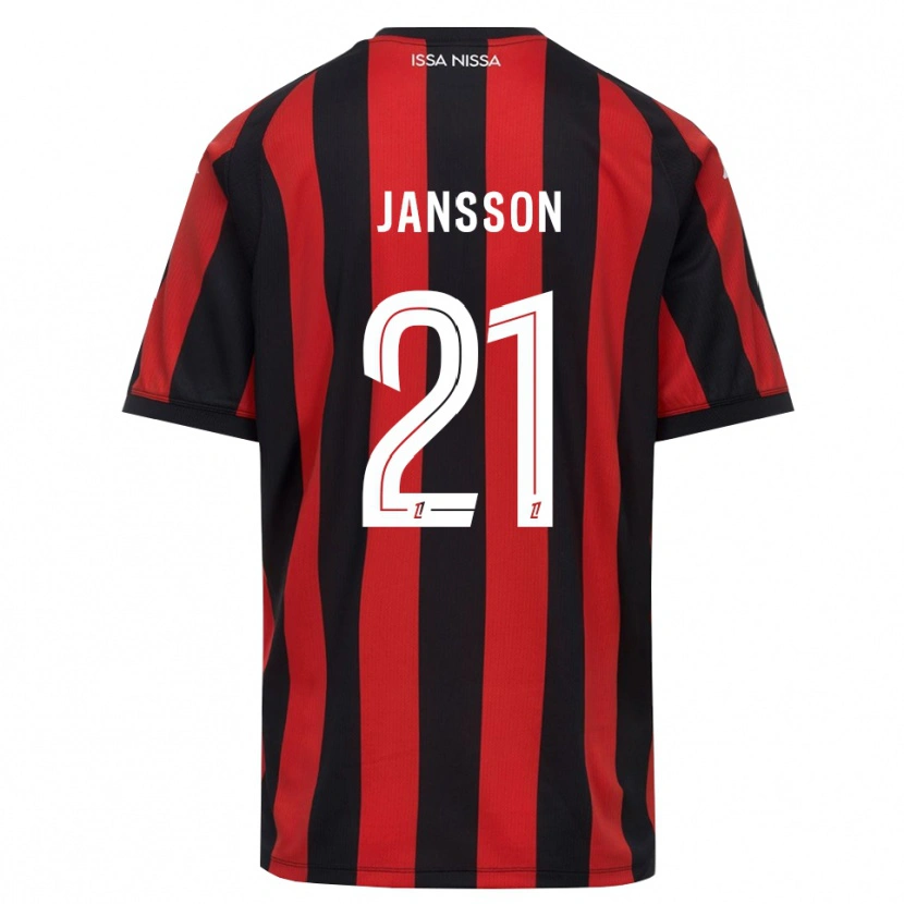 Danxen Dámské Isak Jansson #21 Červená Černá Bílá Domů Hráčské Dresy 2026/27 Dres