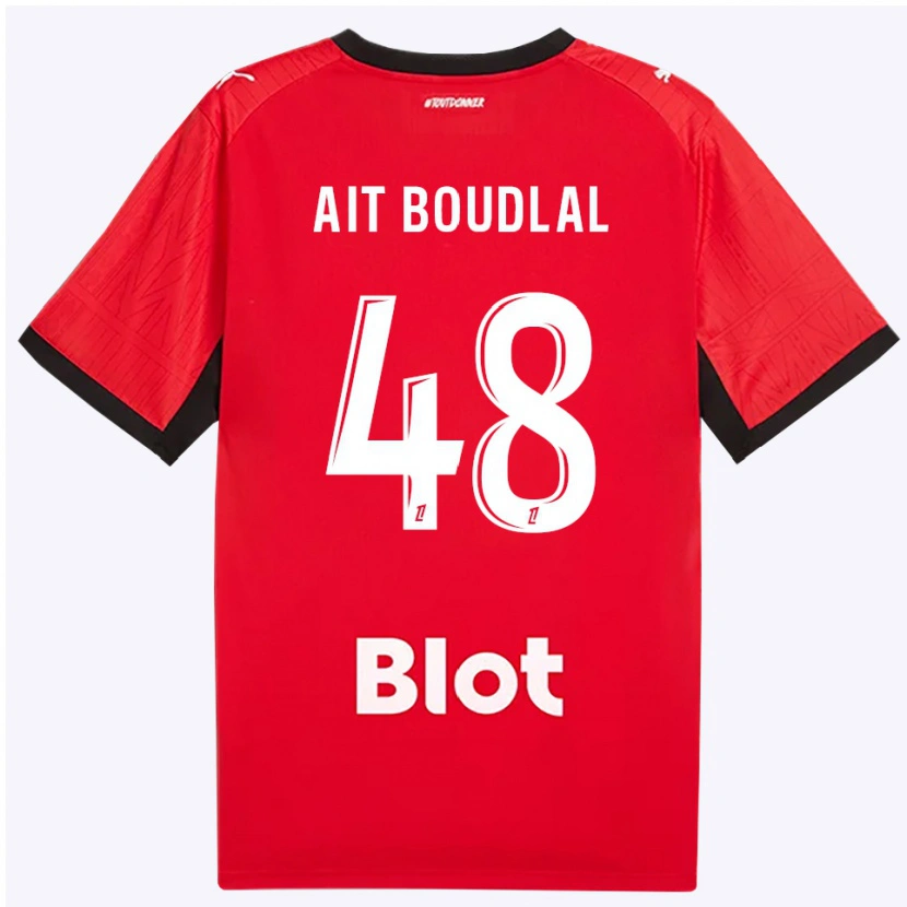Danxen Dámské Abdelhamid Ait Boudlal #48 Červená Černá Bílá Domů Hráčské Dresy 2026/27 Dres