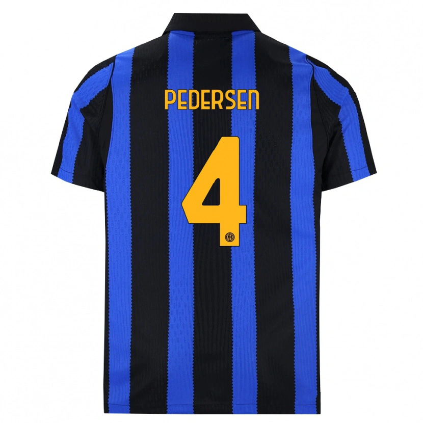 Danxen Dětské Sofie Junge Pedersen #4 Černá Modrá Žlutá Domů Hráčské Dresy 2026/27 Dres