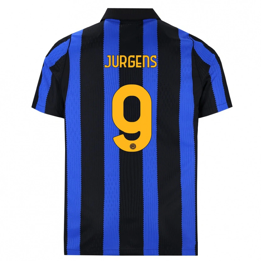 Danxen Dětské Oliver Jurgens #9 Černá Modrá Žlutá Domů Hráčské Dresy 2026/27 Dres