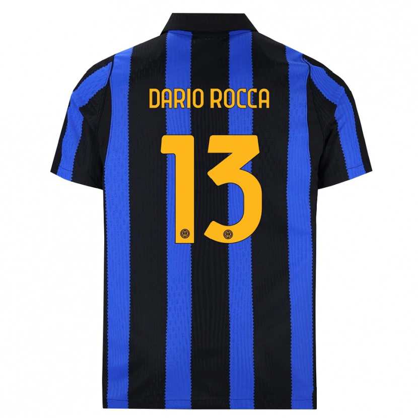 Danxen Dětské Edoardo Dario Rocca #13 Černá Modrá Žlutá Domů Hráčské Dresy 2026/27 Dres