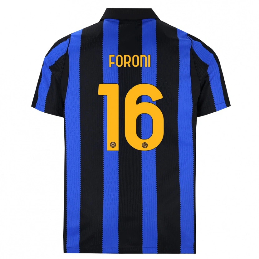Danxen Dětské Alessandro Foroni #16 Černá Modrá Žlutá Domů Hráčské Dresy 2026/27 Dres