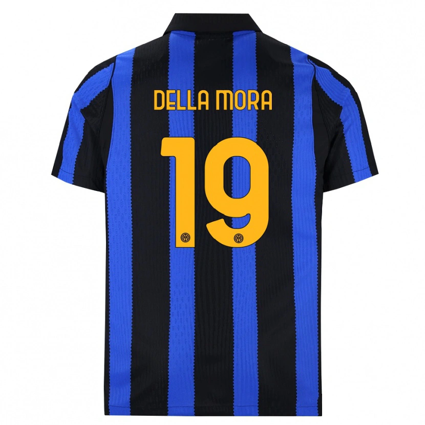 Danxen Dětské Tommaso Della Mora #19 Černá Modrá Žlutá Domů Hráčské Dresy 2026/27 Dres