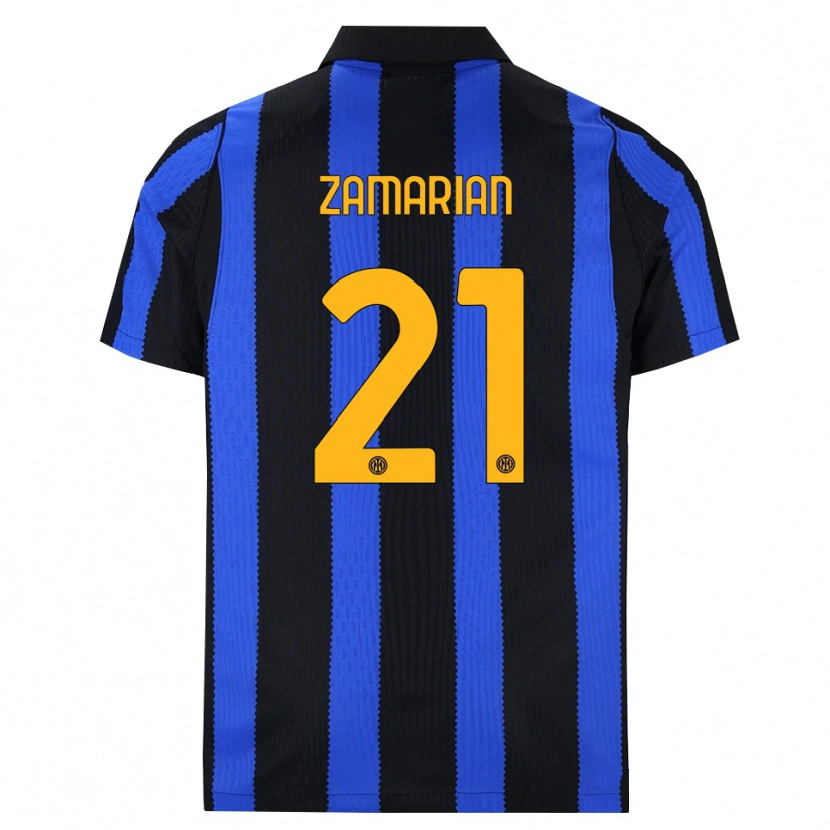 Danxen Dětské Matteo Zamarian #21 Černá Modrá Žlutá Domů Hráčské Dresy 2026/27 Dres