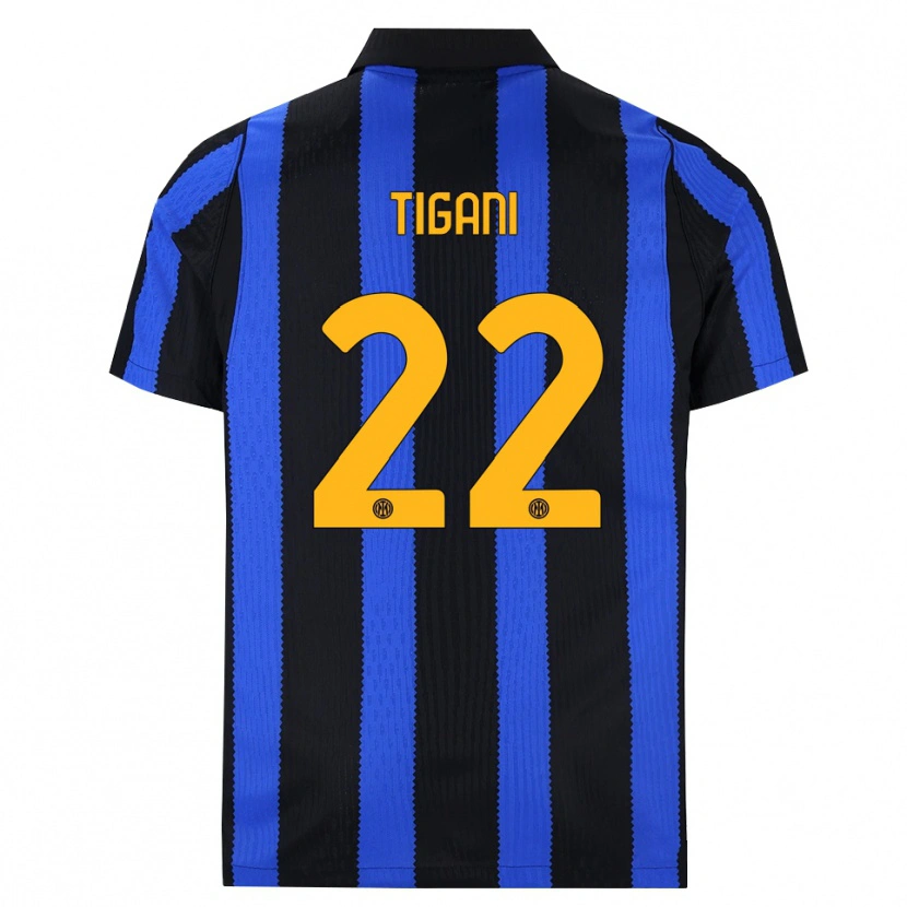 Danxen Dětské Edoardo Tigani #22 Černá Modrá Žlutá Domů Hráčské Dresy 2026/27 Dres