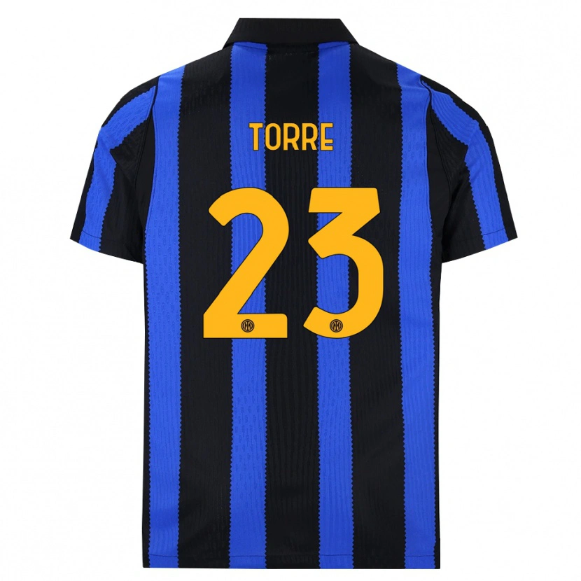 Danxen Dětské Pietro La Torre #23 Černá Modrá Žlutá Domů Hráčské Dresy 2026/27 Dres