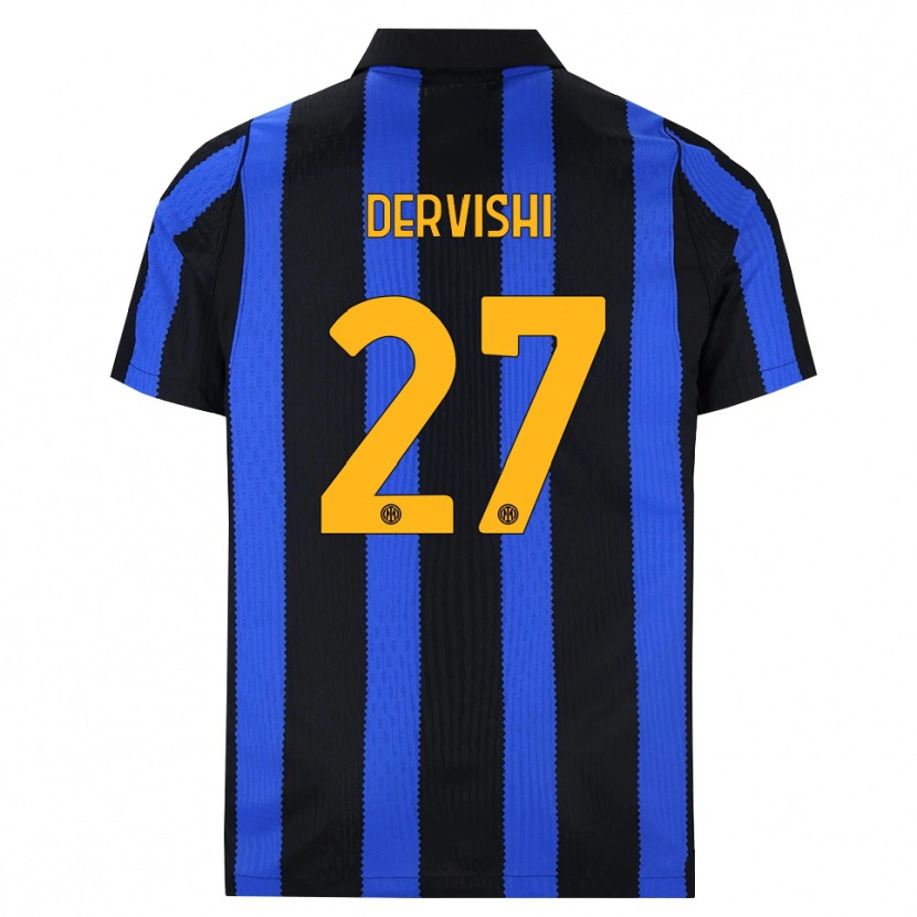 Danxen Dětské Kristian Dervishi #27 Černá Modrá Žlutá Domů Hráčské Dresy 2026/27 Dres