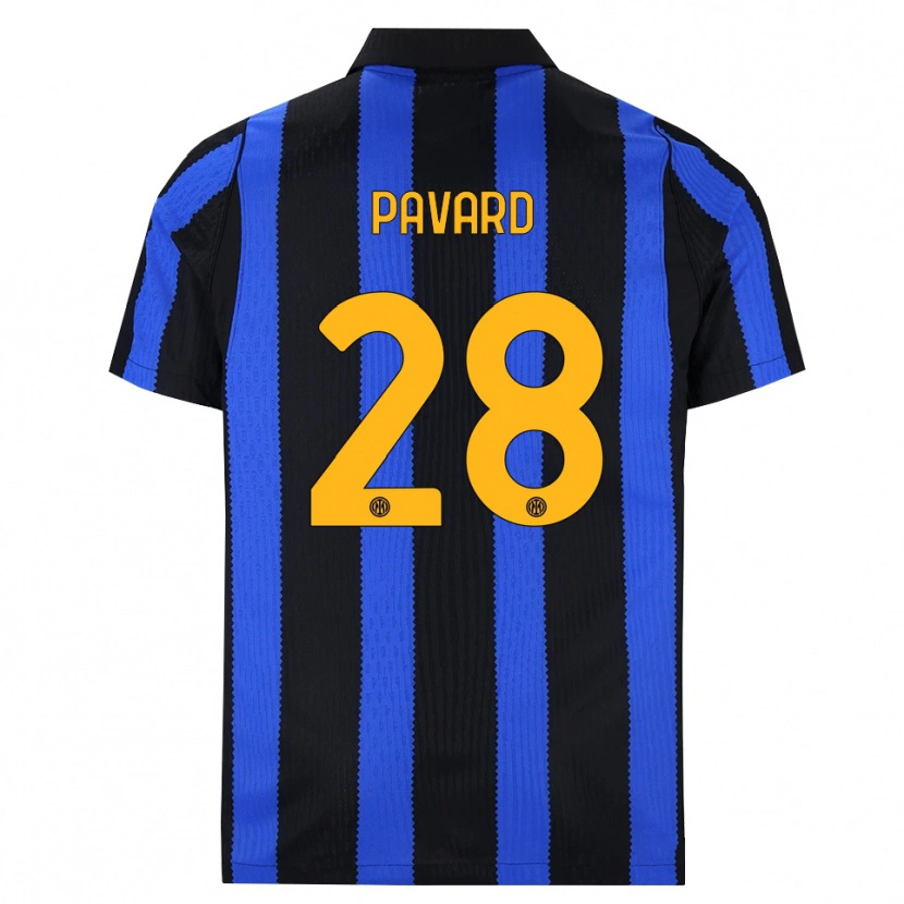 Danxen Dětské Benjamin Pavard #28 Černá Modrá Žlutá Domů Hráčské Dresy 2026/27 Dres