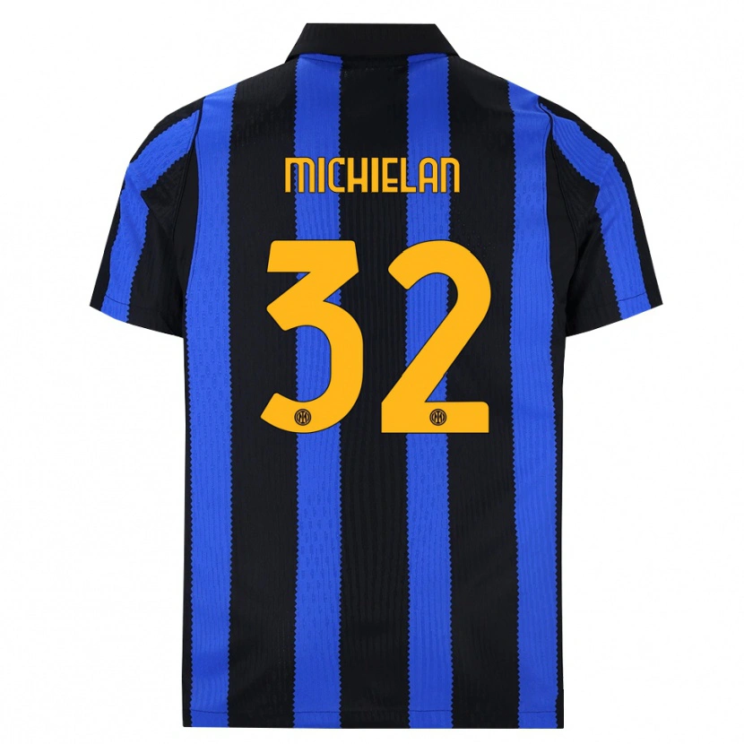 Danxen Dětské Mattia Michielan #32 Černá Modrá Žlutá Domů Hráčské Dresy 2026/27 Dres