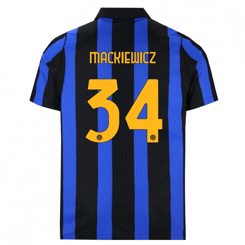 Danxen Dětské Patryk Mackiewicz #34 Černá Modrá Žlutá Domů Hráčské Dresy 2026/27 Dres