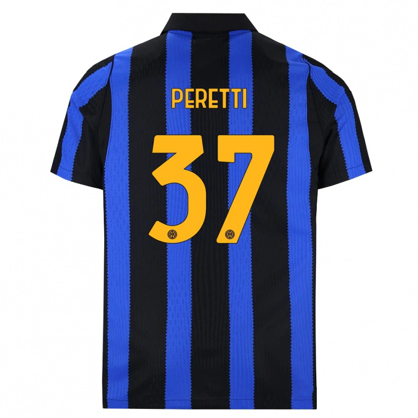 Danxen Dětské Lorenzo Peretti #37 Černá Modrá Žlutá Domů Hráčské Dresy 2026/27 Dres