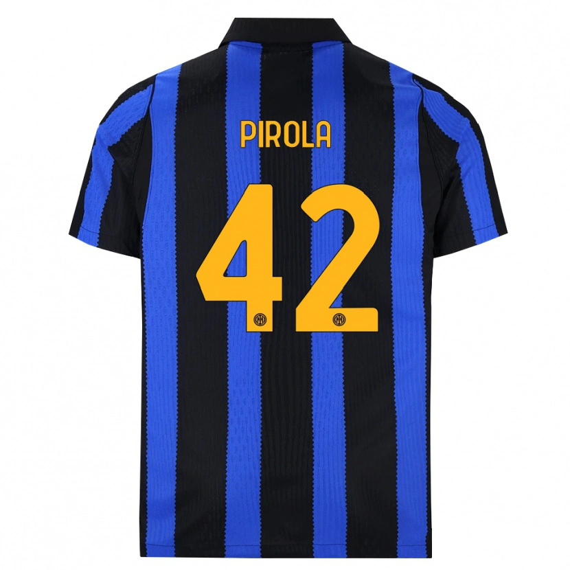 Danxen Dětské Samuele Pirola #42 Černá Modrá Žlutá Domů Hráčské Dresy 2026/27 Dres