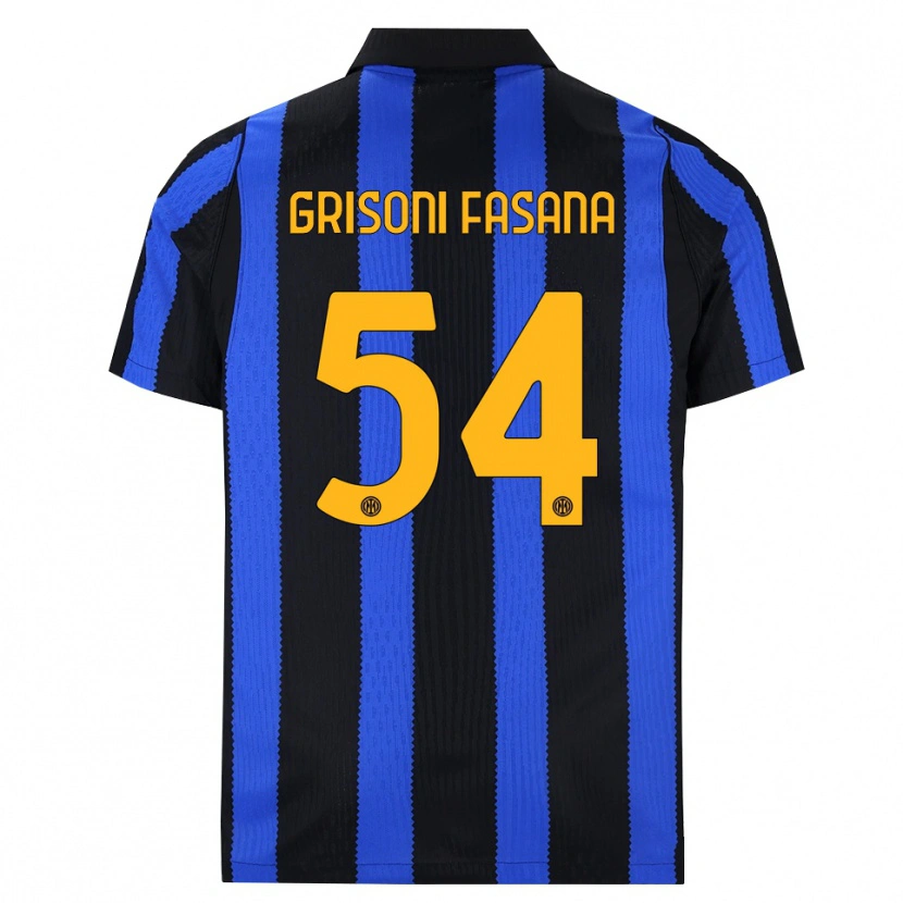 Danxen Dětské Marco Grisoni Fasana #54 Černá Modrá Žlutá Domů Hráčské Dresy 2026/27 Dres