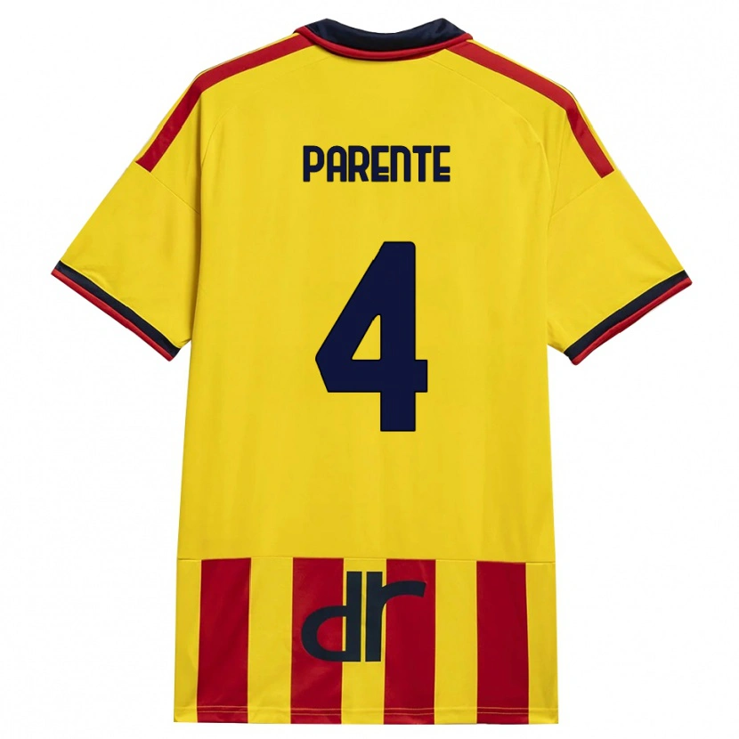 Danxen Dětské Francesco Parente #4 Žlutá Červená Domů Hráčské Dresy 2026/27 Dres
