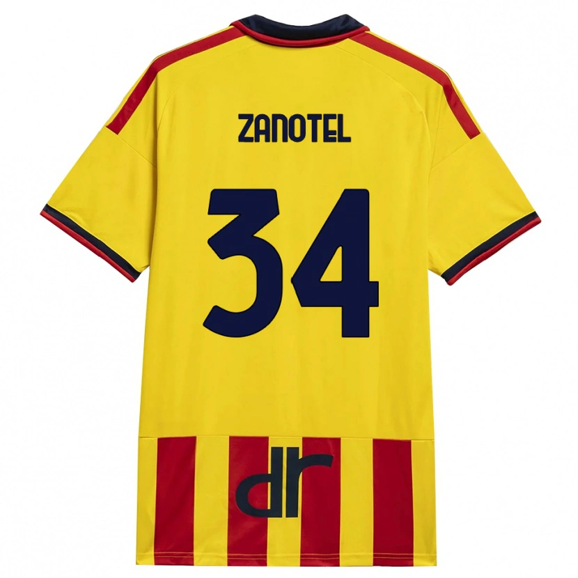 Danxen Dětské Giovanni Zanotel #34 Žlutá Červená Domů Hráčské Dresy 2026/27 Dres