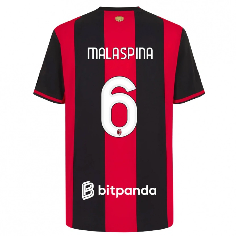 Danxen Dětské Mattia Malaspina #6 Červená Černá Bílá Domů Hráčské Dresy 2026/27 Dres