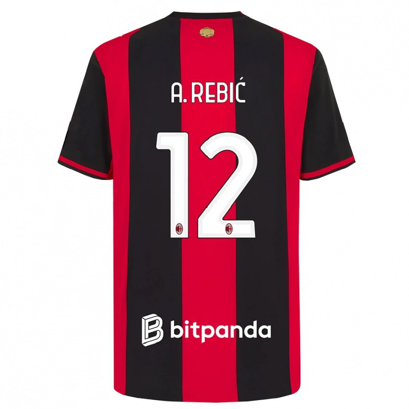 Danxen Dětské Ante Rebic #12 Červená Černá Bílá Domů Hráčské Dresy 2026/27 Dres