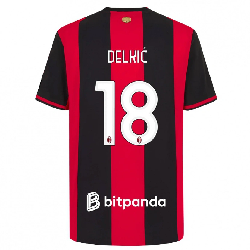 Danxen Dětské Dino Delkić #18 Červená Černá Bílá Domů Hráčské Dresy 2026/27 Dres