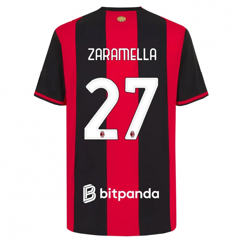Danxen Dětské Mattia Zaramella #27 Červená Černá Bílá Domů Hráčské Dresy 2026/27 Dres