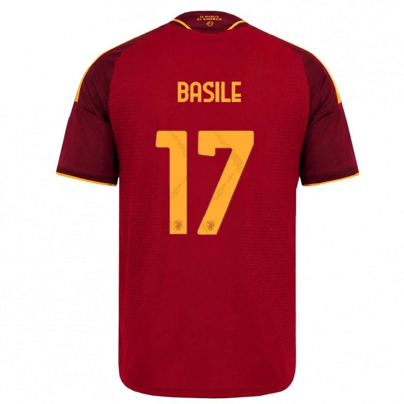 Danxen Dětské Emmanuel Basile #17 Červená Zlatá Žlutá Domů Hráčské Dresy 2026/27 Dres